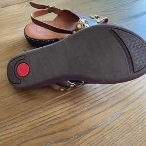 pretty brown sandals with gold accents